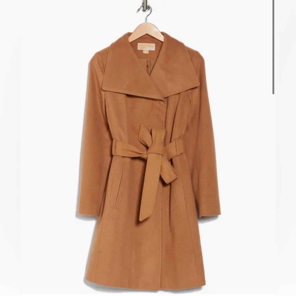 Michael Kors Asymmetric Belted Wool Blend Coat ⭐️NWT⭐️